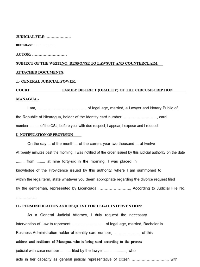 model of response to demand and counterclaim | PDF | Crimes | Crime ...