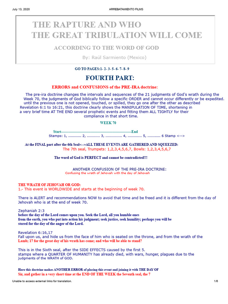 THE RAPTURE AND WHO WILL GO THROUGH THE GREAT TRIBULATION Part4 PDF ...