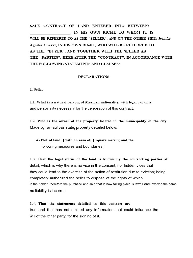 Land Sale Contract Between Parties | PDF | Confidentiality | Justice