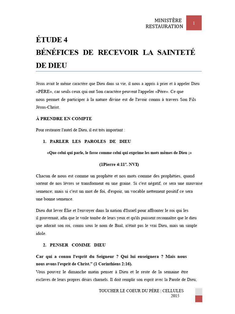 Bénéfices de la Sainteté Divine | PDF | Dieu | Saint
