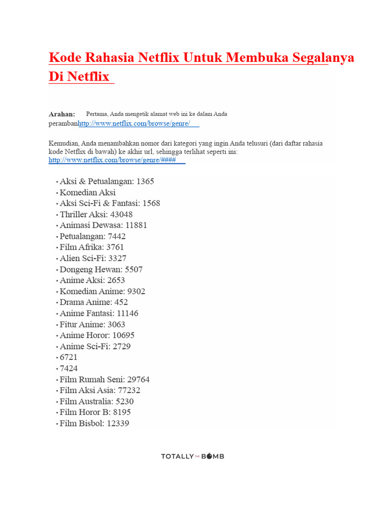 Kode Rahasia Netflix Untuk Membuka Semua Yang Tersedia Di Netflix PDF