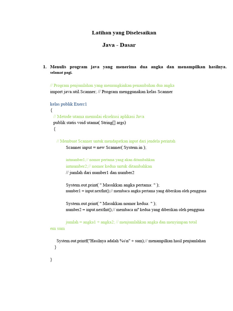 Program Java untuk Operasi Dasar dan Konversi | PDF