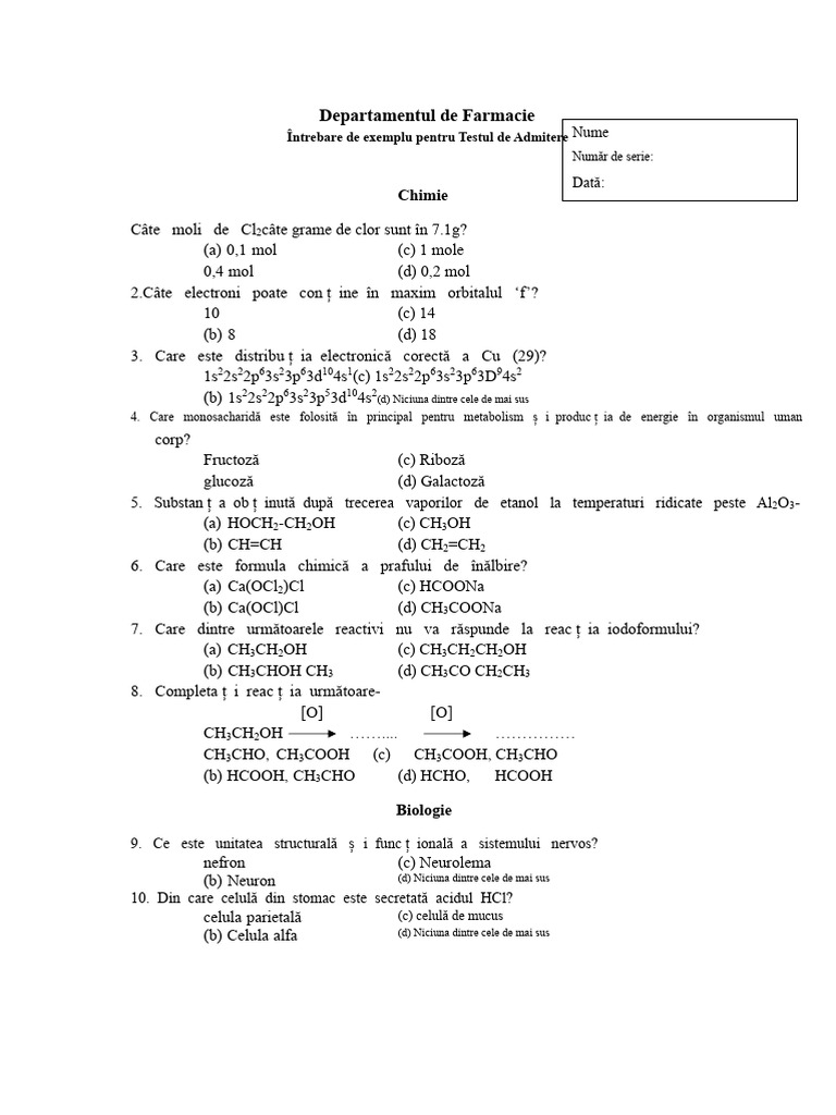 Întrebare Exemplu | PDF