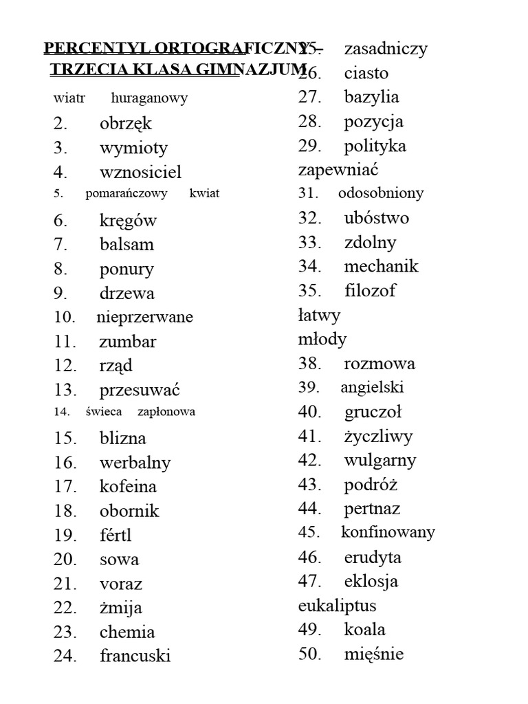 Percentyl Ortograficzny - Trzecia Nowość | PDF