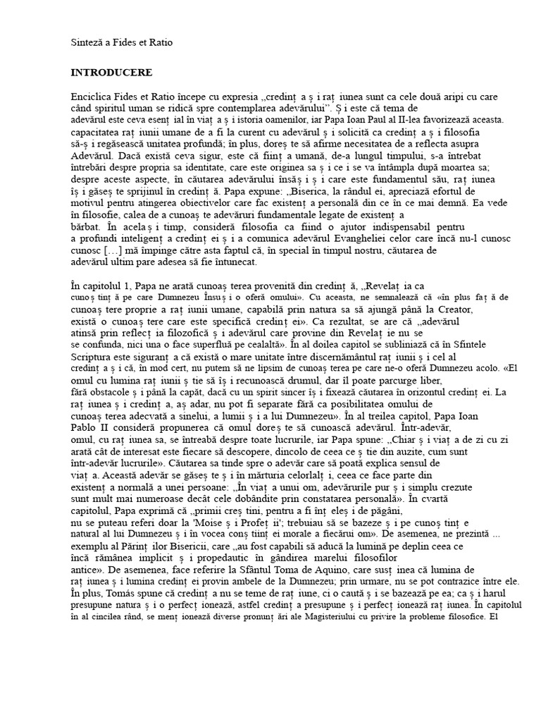 Sintesis Fides Et Ratio | PDF