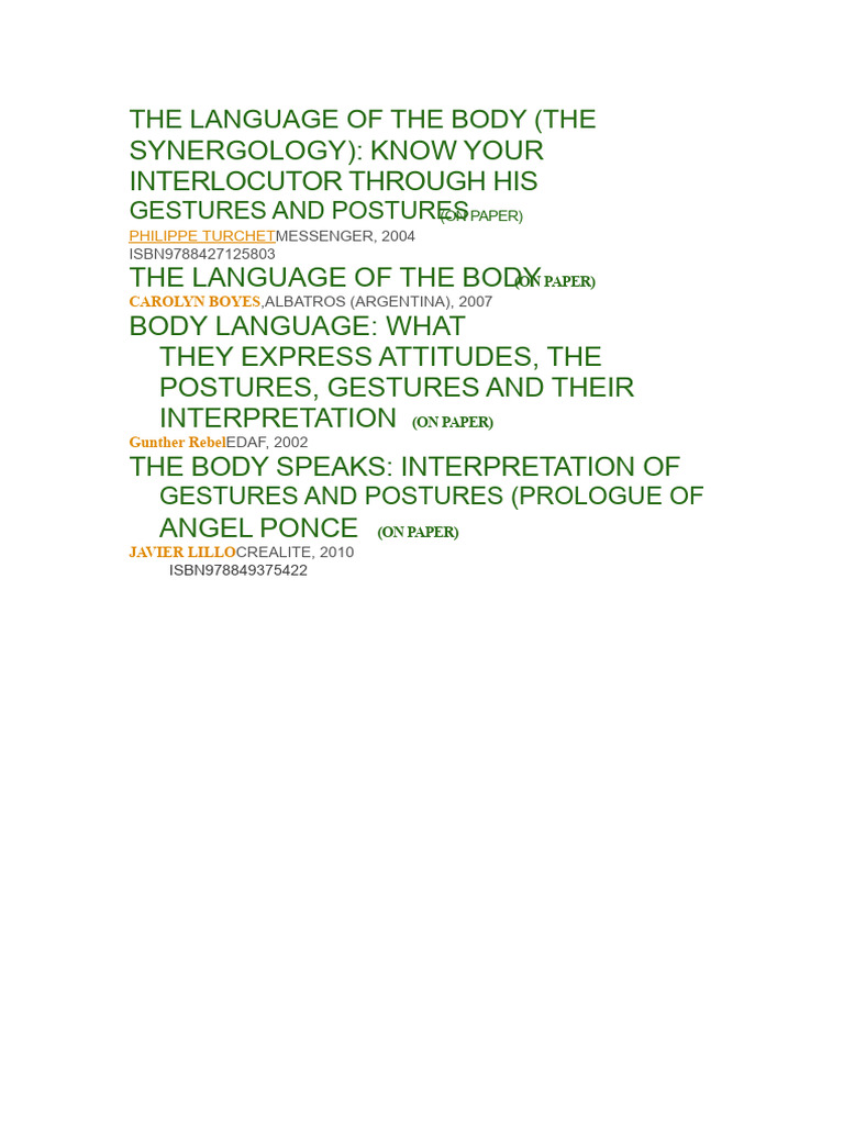 The Language of The Body | PDF