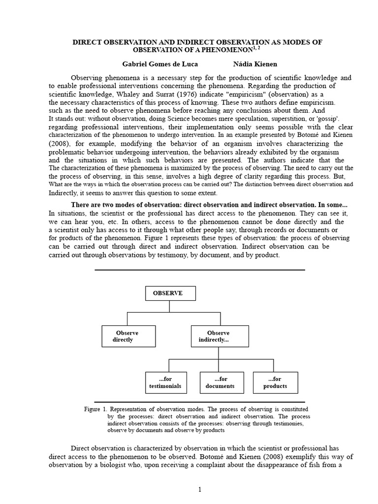 Direct vs Indirect Observation Explained | PDF | Knowledge | Observation