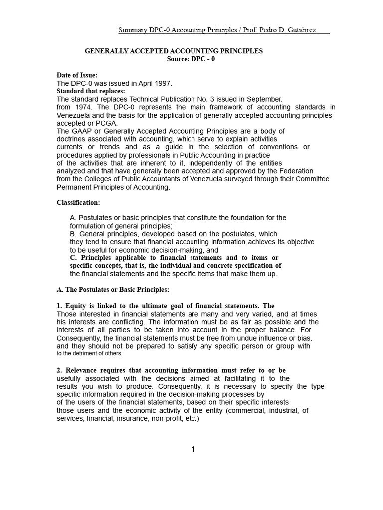 Overview of DPC-0 Accounting Principles | PDF | Accounting | Information