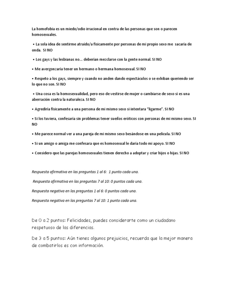 Test de Actitudes hacia la Homofobia | PDF | Estilo de vida