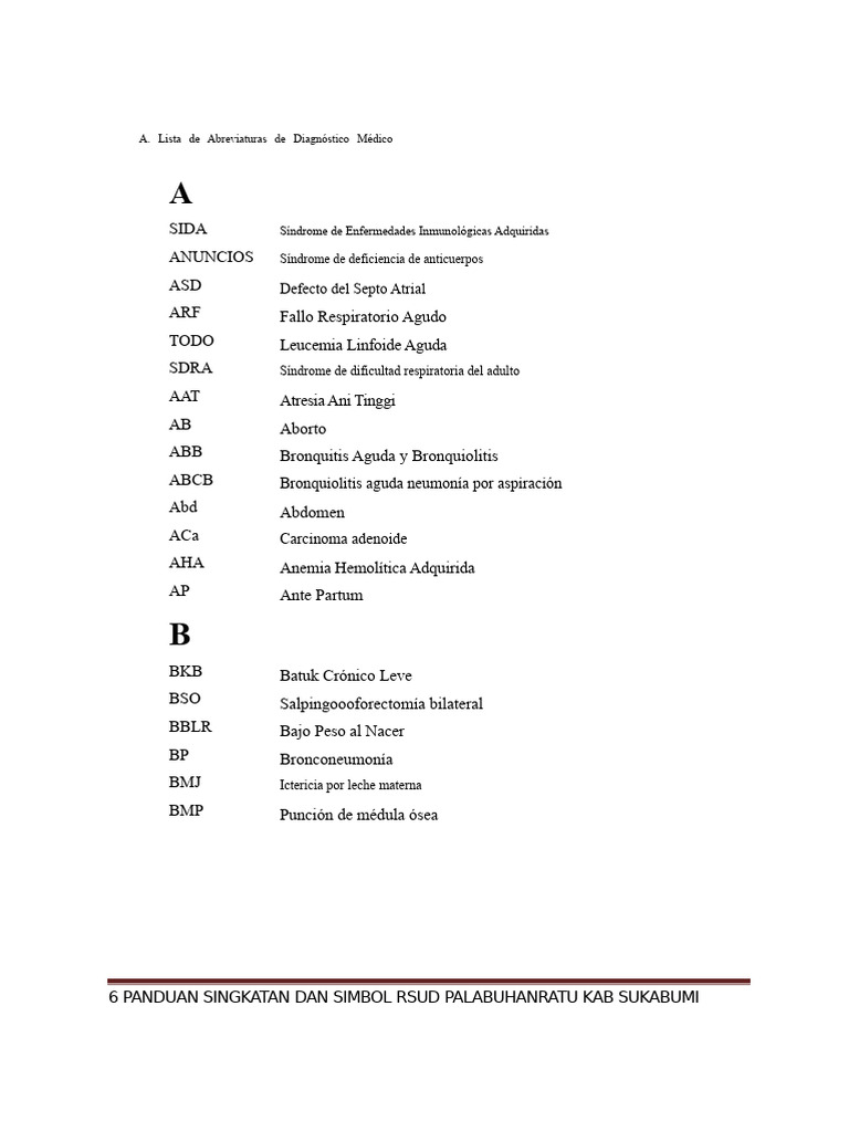Abreviaturas de Diagnóstico Médico | PDF