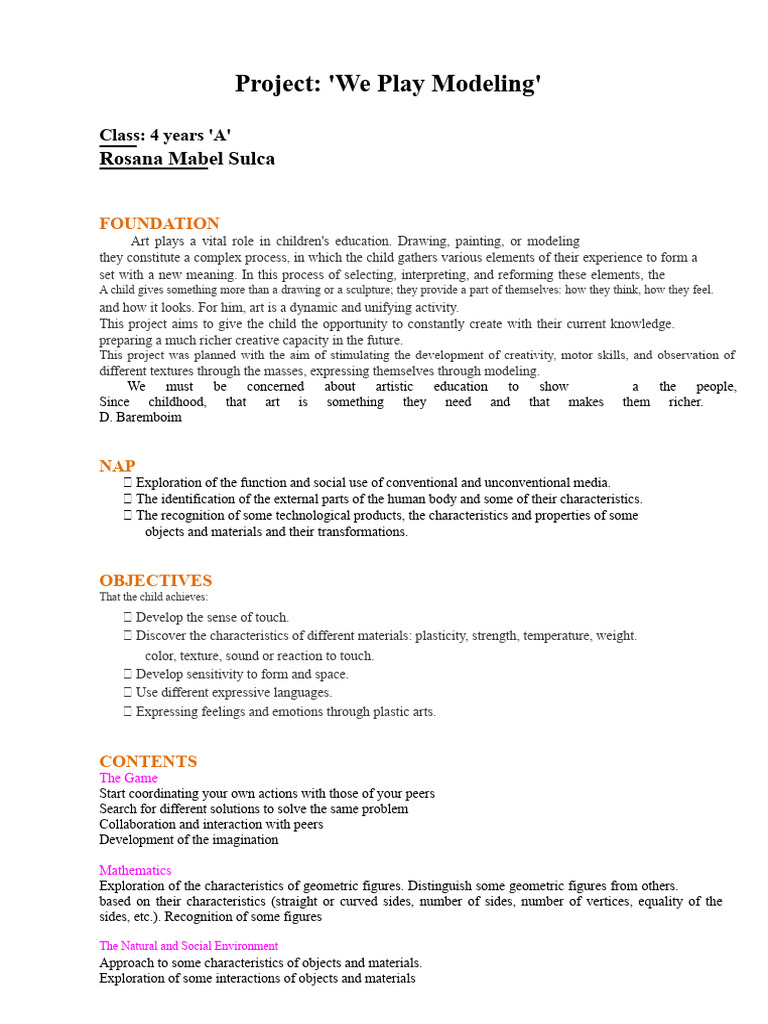 Pedagogical Sample Project We Model With Clay | PDF | Adhesive | Dough