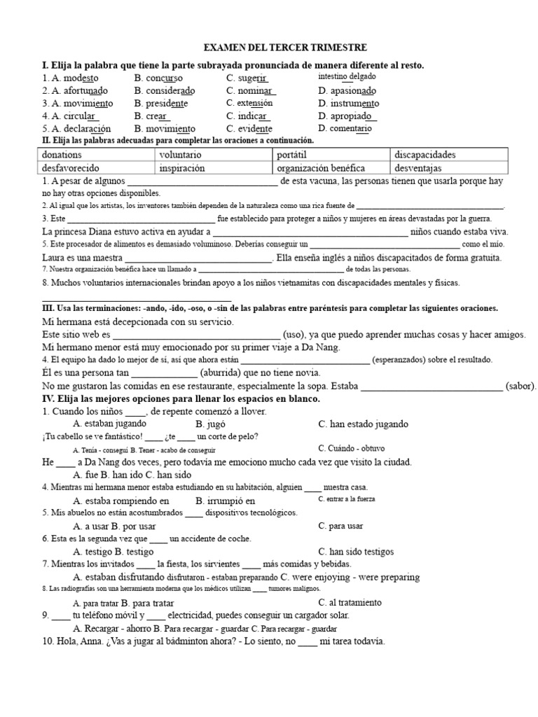 Examen de Medio Término de Inglés Grado 10 | PDF | Hipertensión | Internet