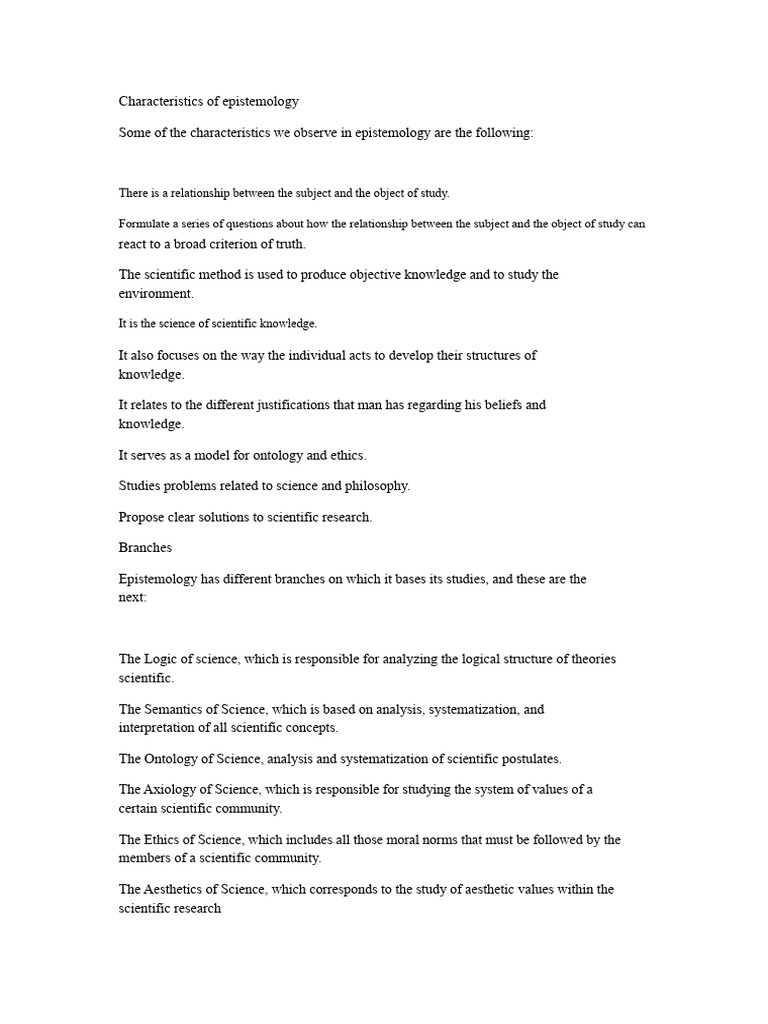 Characteristics of Epistemology | PDF | Epistemology | Knowledge