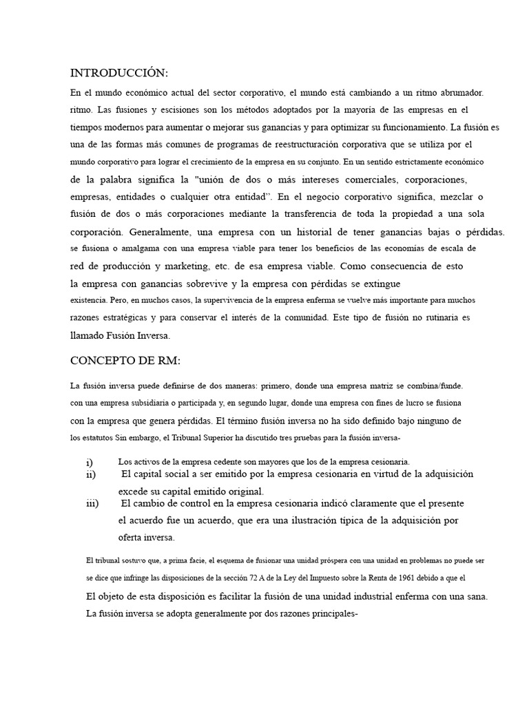 Fusión Inversa: Estrategia Corporativa Clave | PDF | Business ...