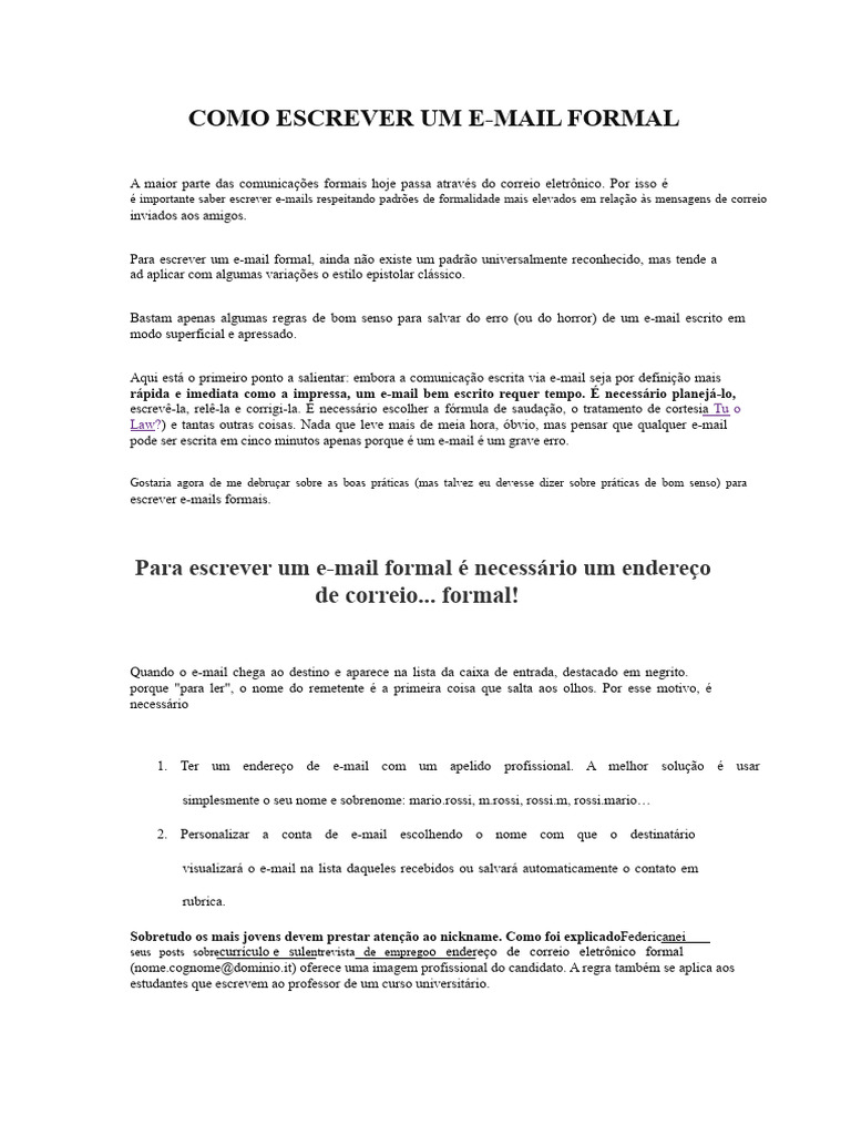 COMO ESCREVER um e-mail | PDF | Assunto (gramática) | Caixa alta e ...