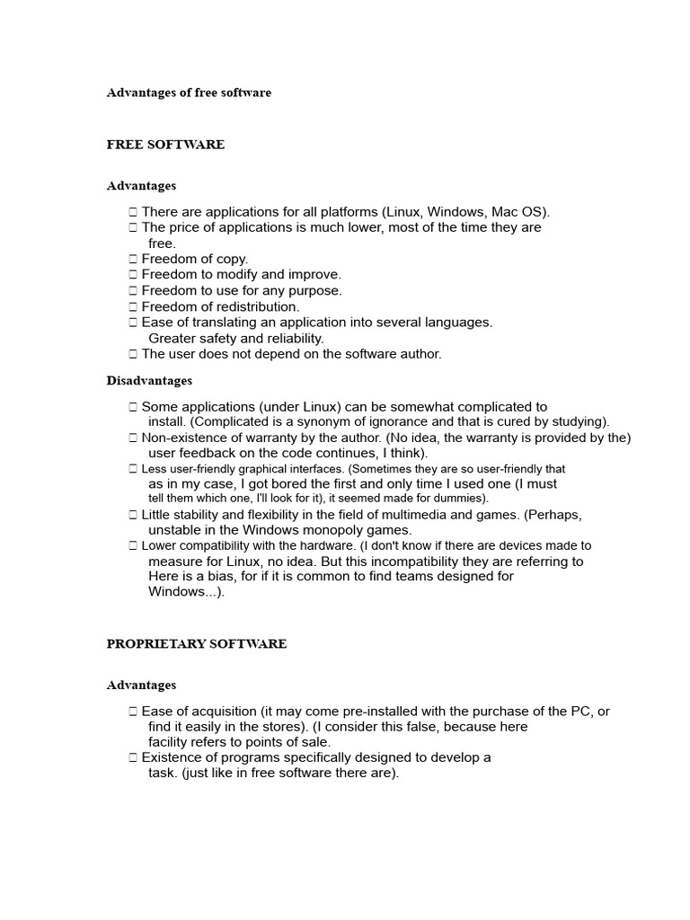 Disadvantages of Free Software Explained | PDF | Free Software ...