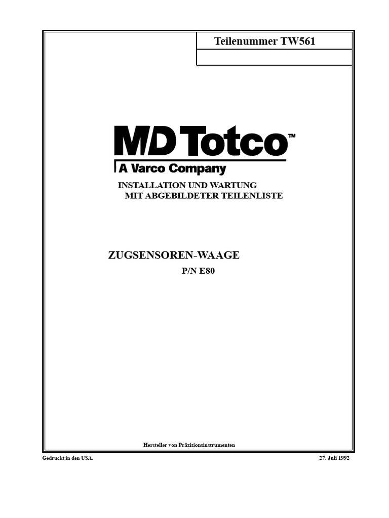 Load Cell Sensator E80 TW561 PDF | PDF
