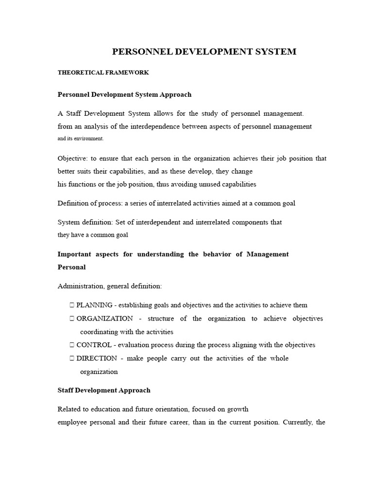 Personnel Development System Framework | PDF | System | Performance ...
