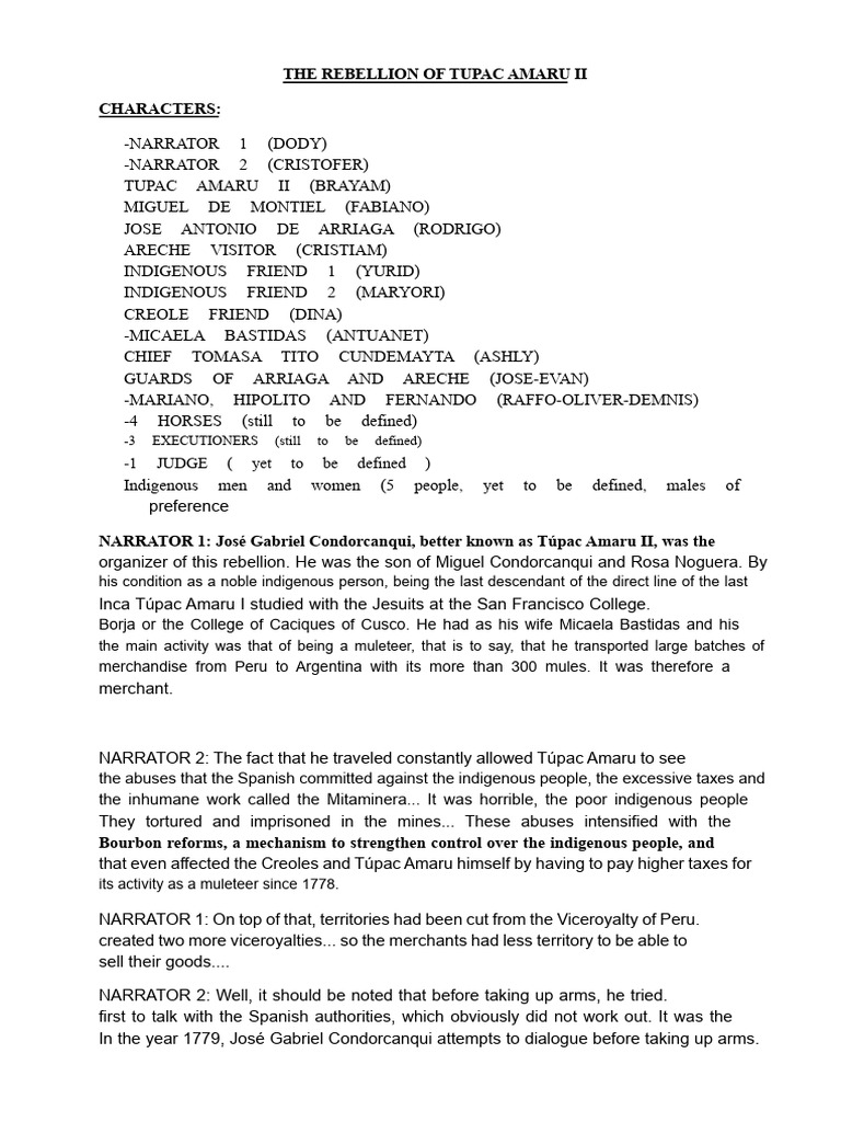 Theatrical Script Tupac Amaru Ok | PDF | Spanish Empire | Spanish ...