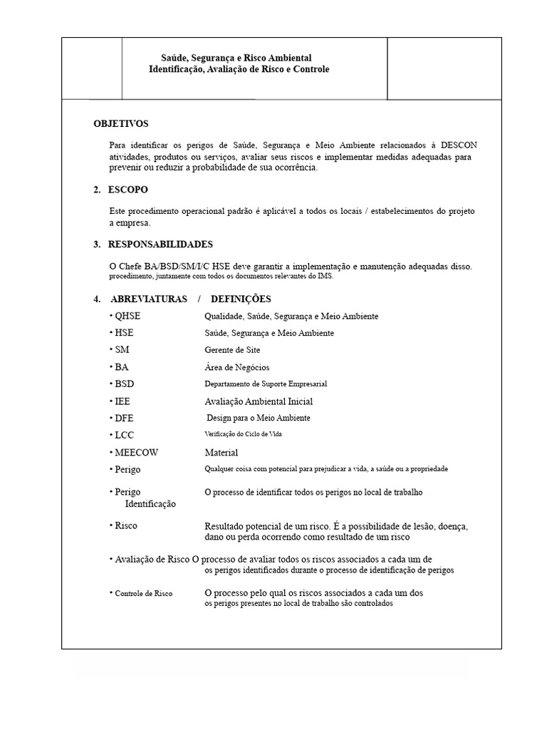 Saúde e Segurança: Identificação de Riscos | PDF | Avaliação de risco ...