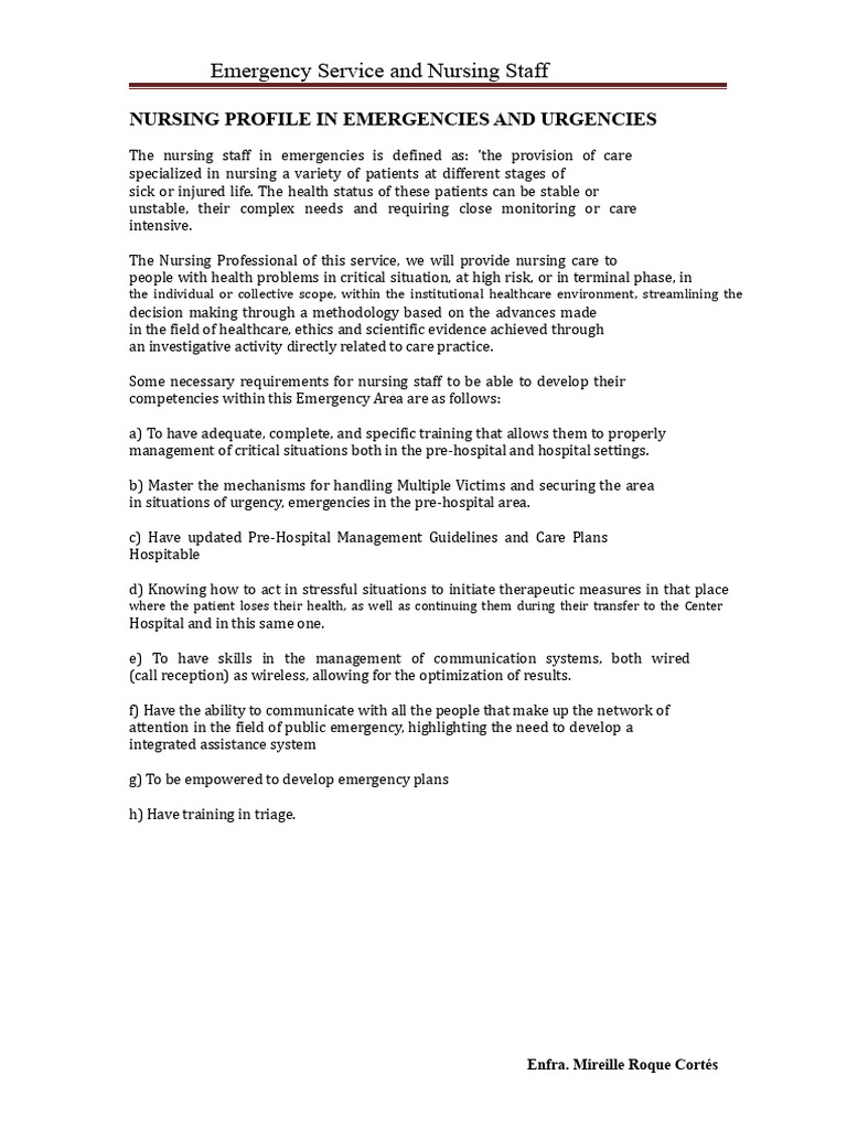 Emergency Nursing Staff Roles and Skills | PDF | Nursing | Emergency ...