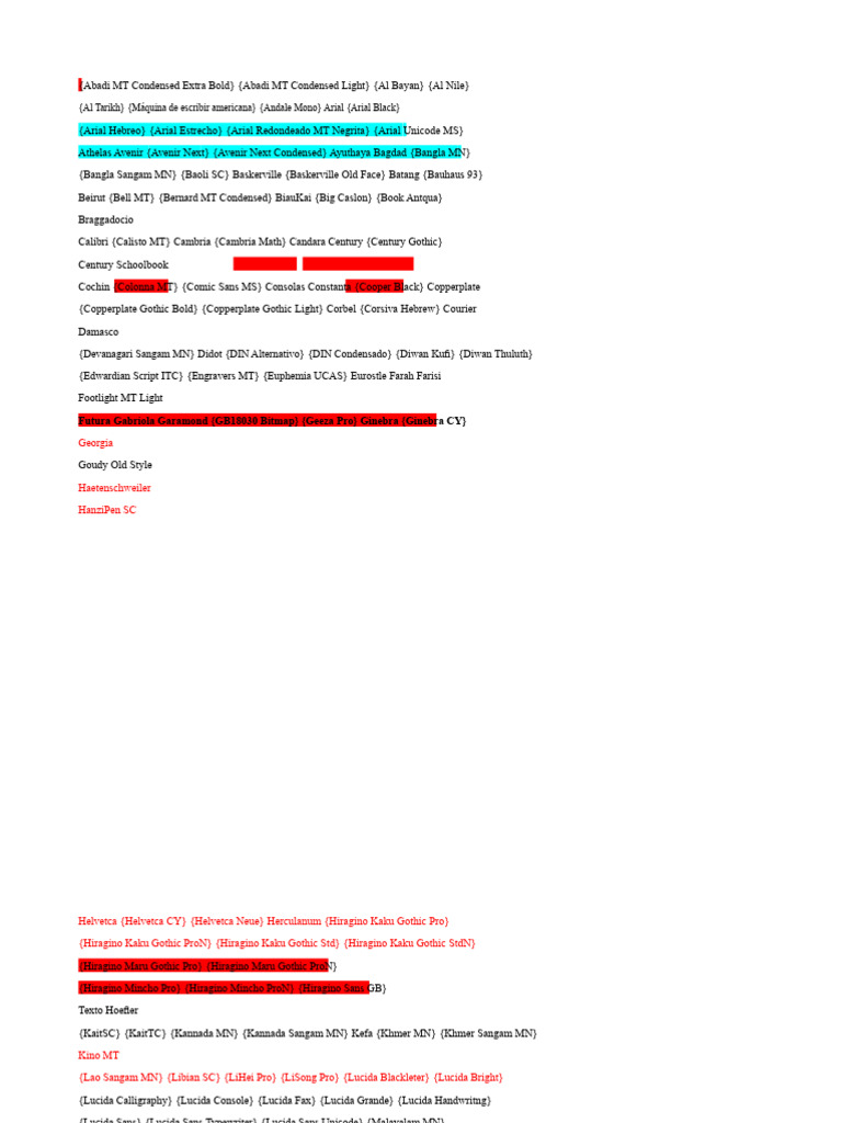 Comprehensive Font List and Styles | PDF | Arial | Monotype Typefaces