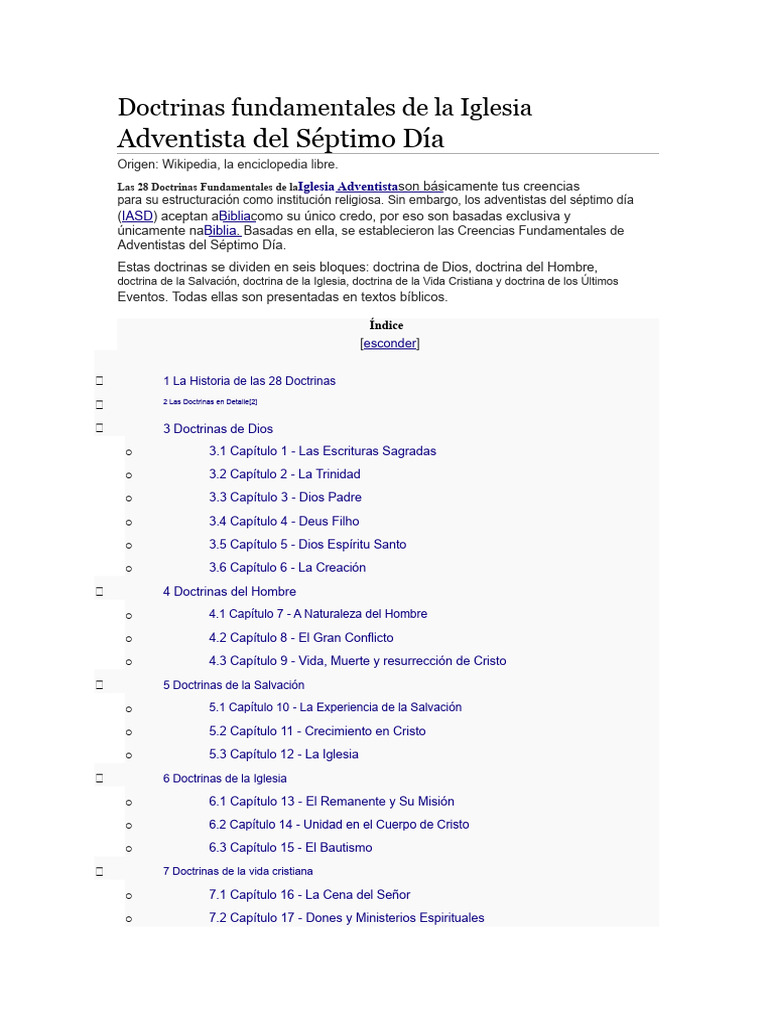 Doctrinas de la Iglesia Adventista | PDF | Iglesia Adventista del ...
