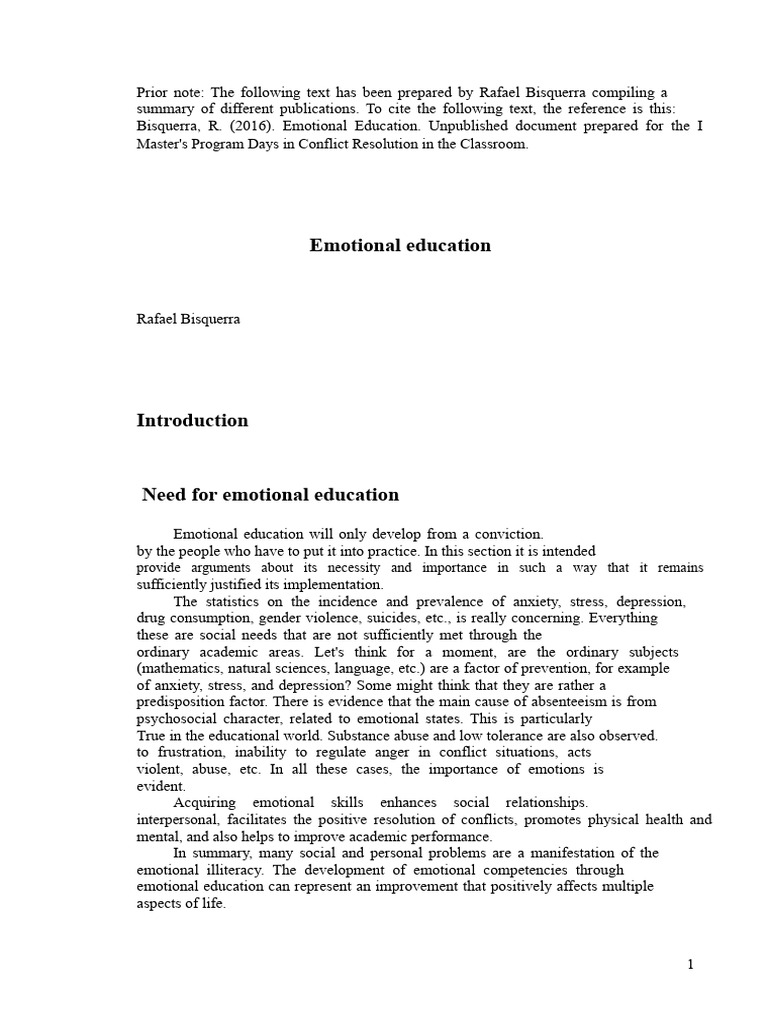 Importance of Emotional Education | PDF | Well Being | Emotional Self ...