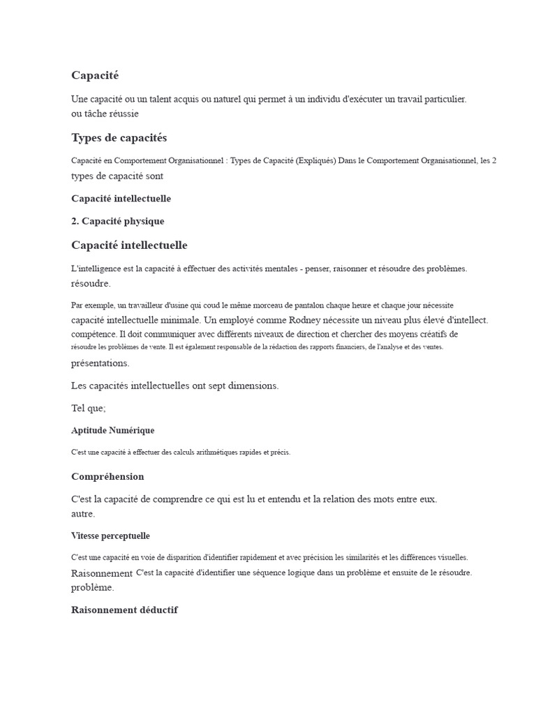 Types de capacités expliqués | PDF | Intelligence | Concept de psychologie