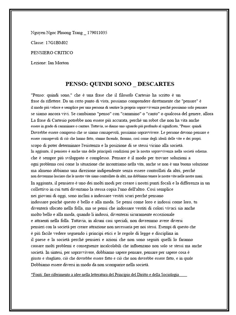 Penso, Dunque Sono | PDF