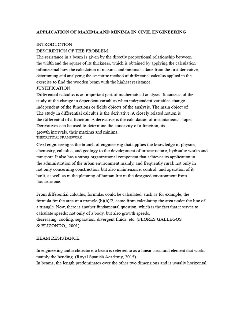 Maxima and Minima in Civil Engineering | PDF | Differential Calculus ...
