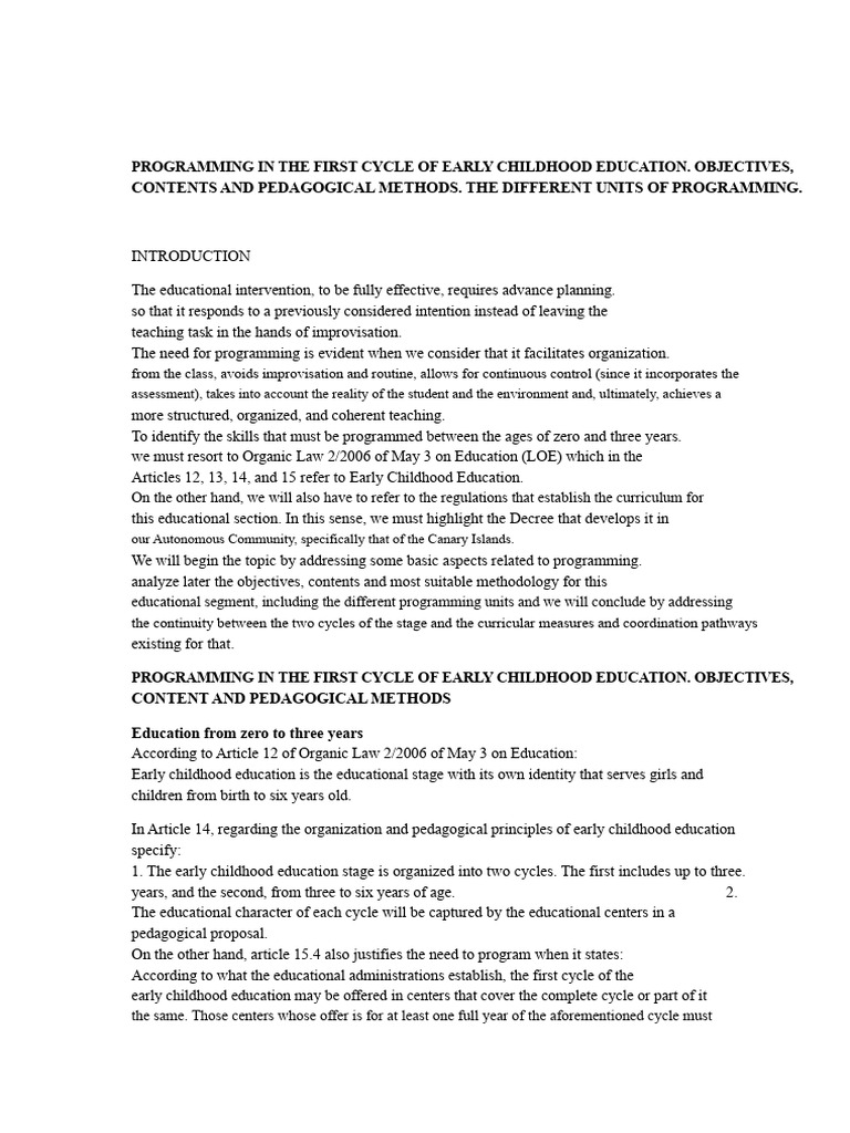 Early Childhood Education Programming Guide | PDF | Methodology ...