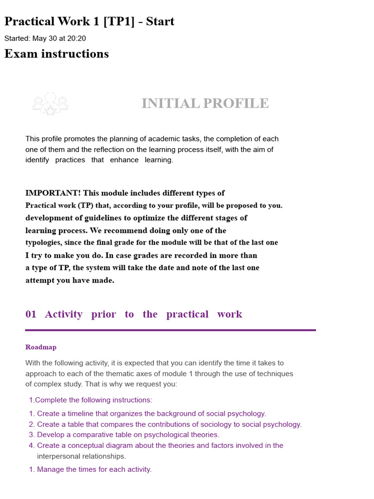 Exam Practical Work 1 (TP1) - Starts Social Psychology 80% | PDF | Love ...