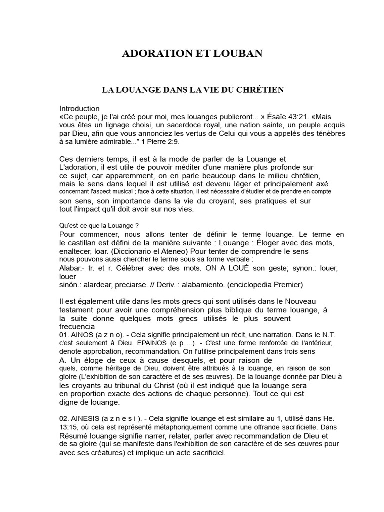 Différences entre adoration et louange | PDF | Dieu | Saint-Esprit