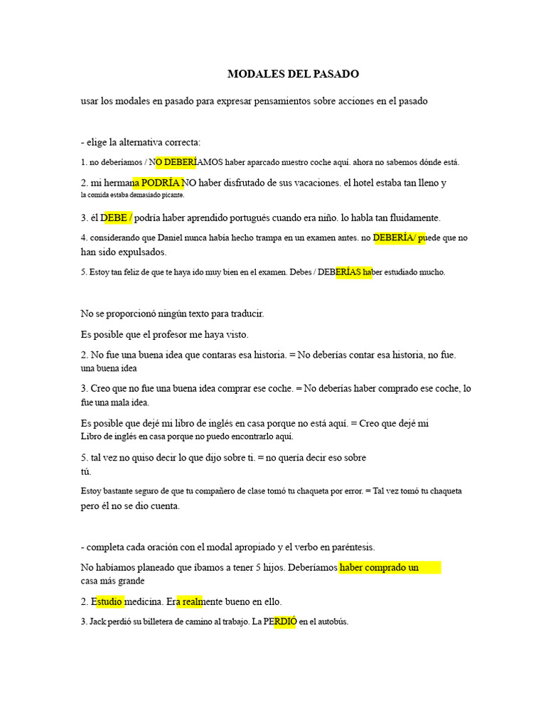 Modales Del Pasado | PDF