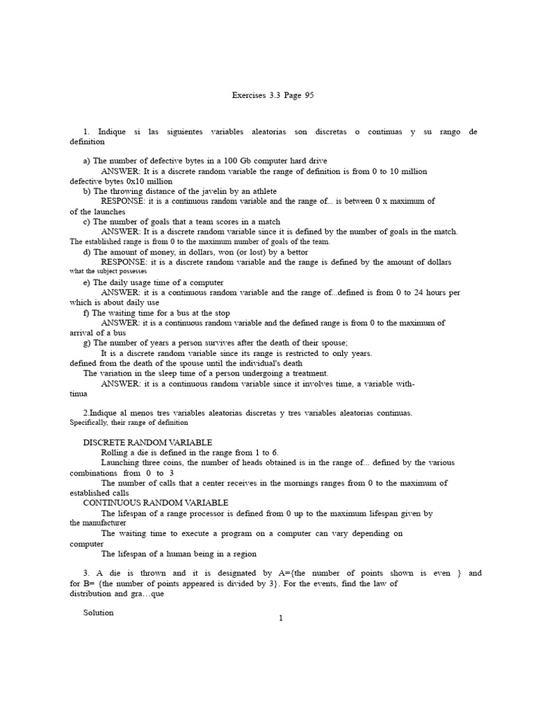 Statistics Answers | PDF | Probability Distribution | Odds