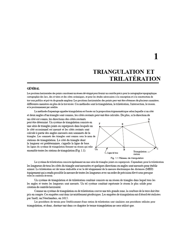 Triangulation et Trilatération en Topographie | PDF | Triangle | Polygone