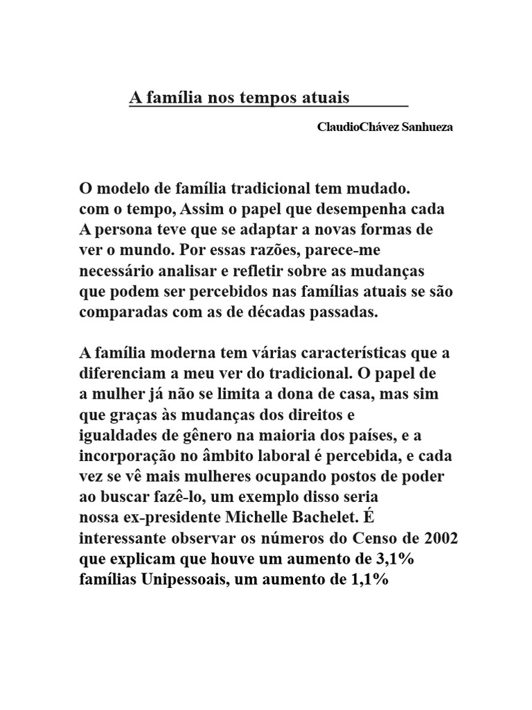 A Família Nos Tempos Atuais | PDF | Família | Psicologia Social