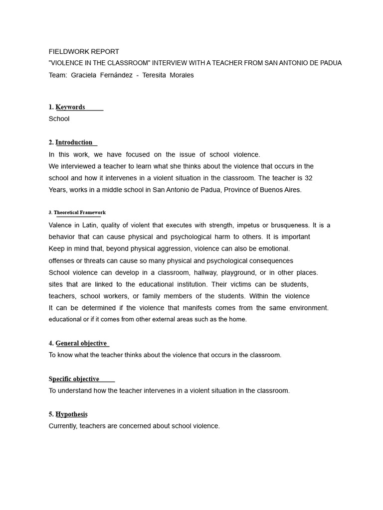 Teacher Insights on Classroom Violence | PDF | Violence | Teachers