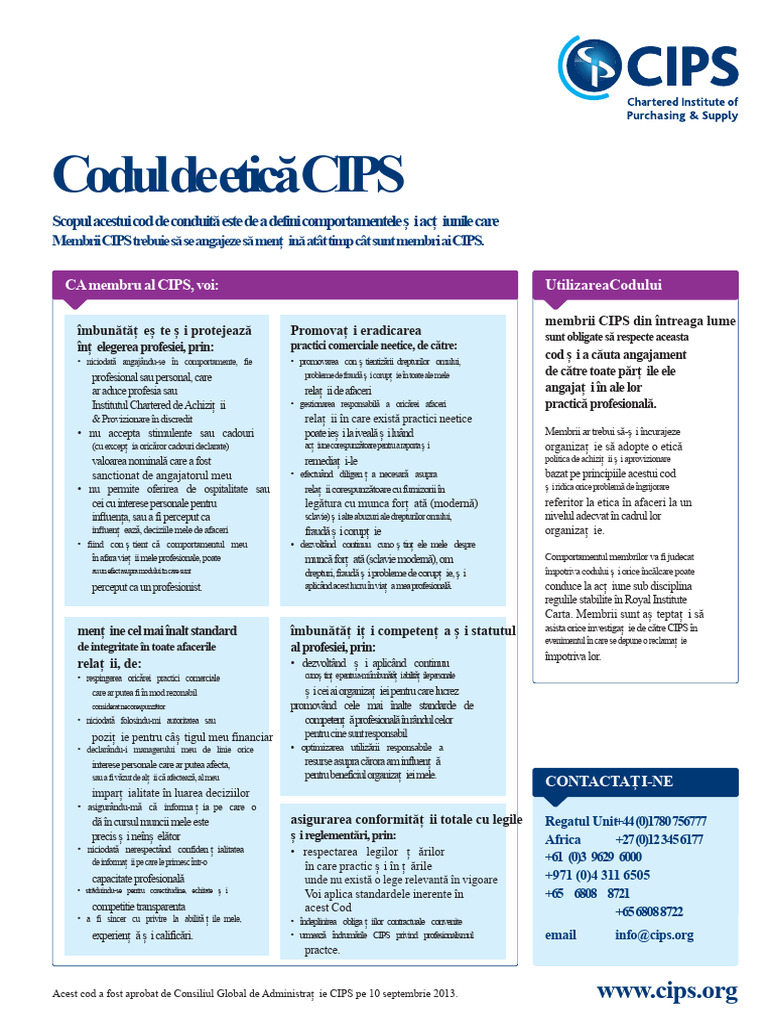 Codul de Conduită CIPS v2 10-9-2013 | PDF