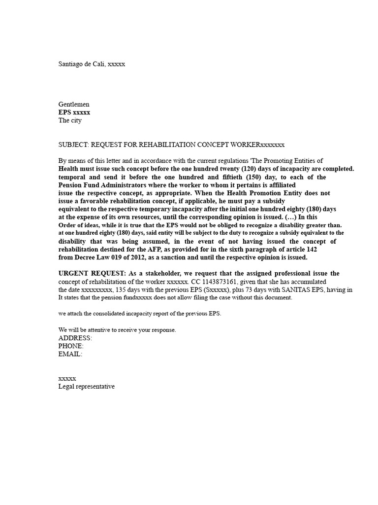 Request for Worker Rehabilitation Concept | PDF