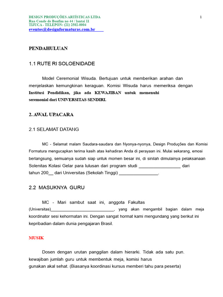 Panduan Upacara Wisuda Lengkap | PDF