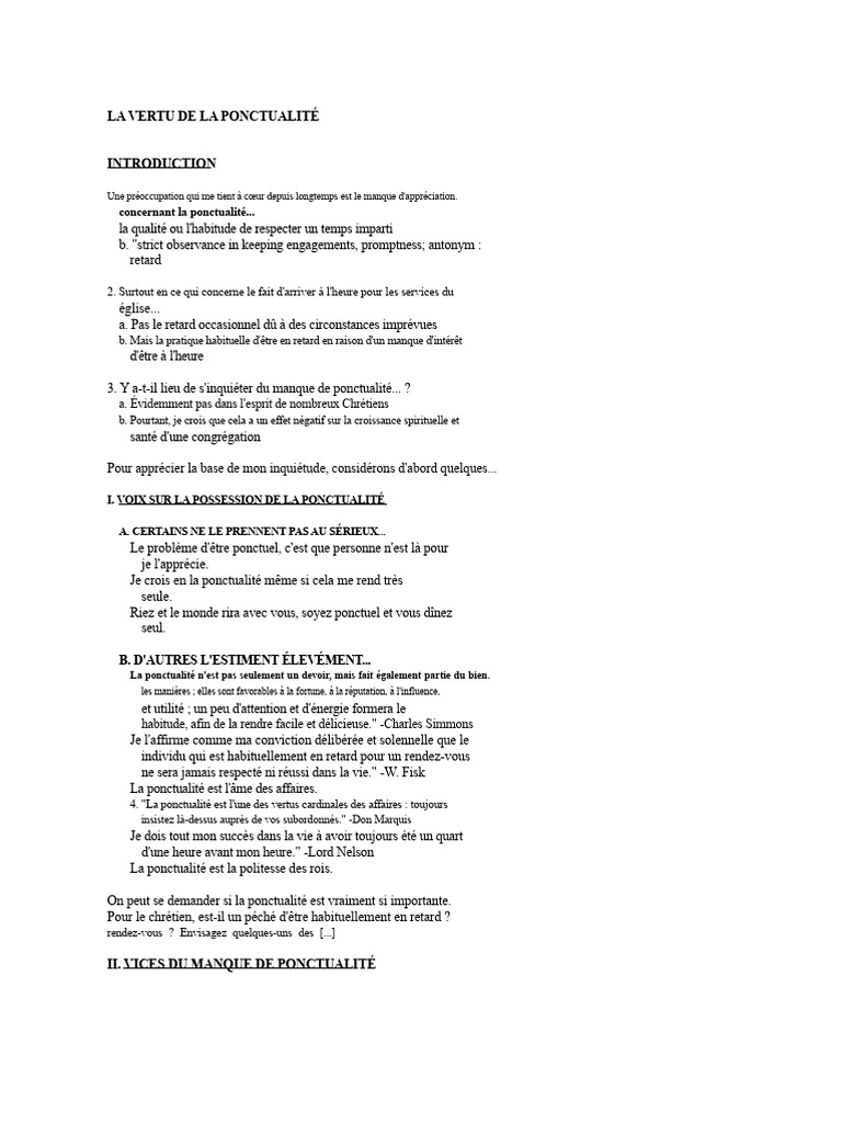 Importance de la Ponctualité dans la Vie | PDF