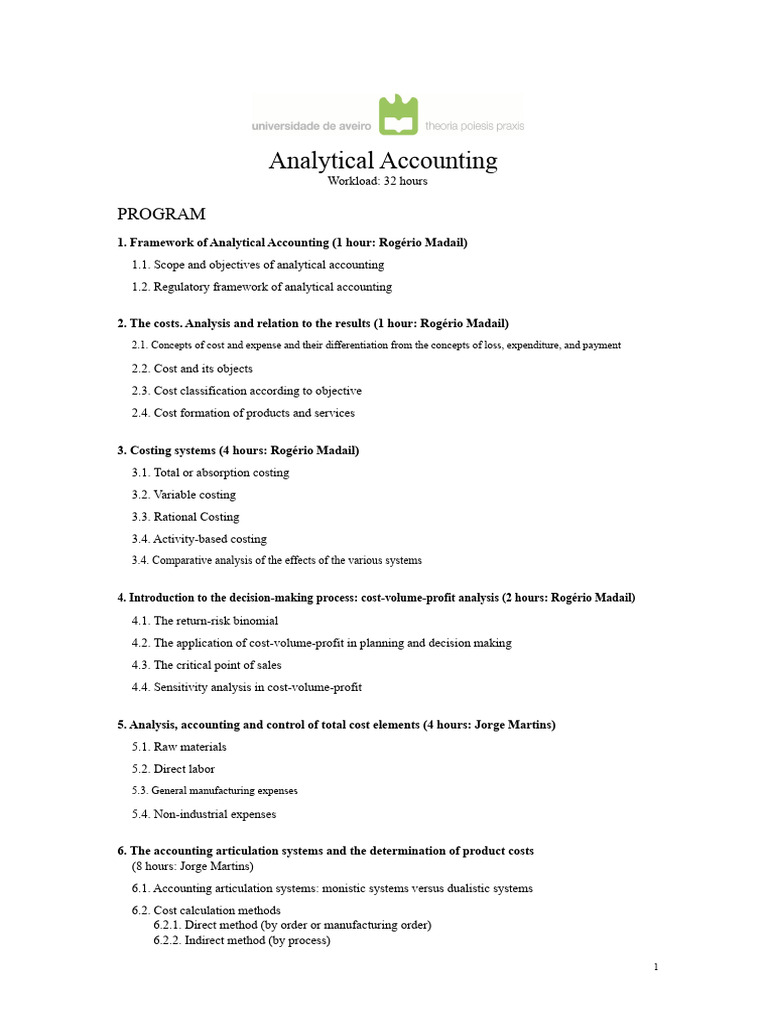 Comprehensive Guide to Analytical Accounting | PDF | Business Economics ...