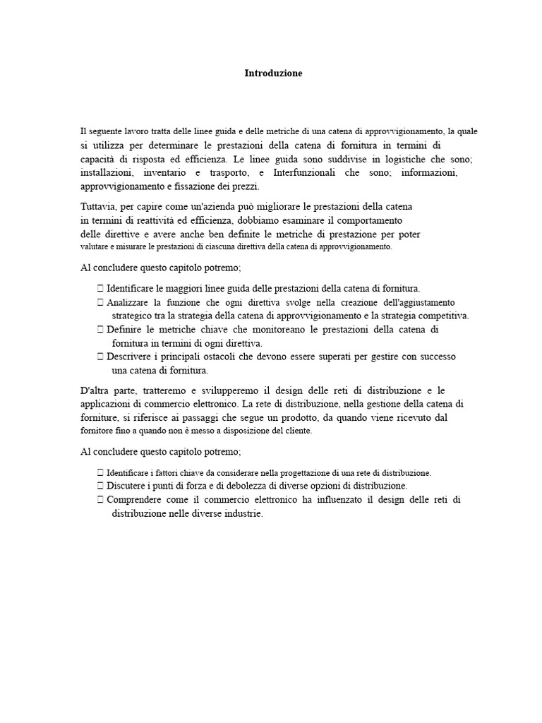 Linee Guida e Metriche Della Catena Di Fornitura | PDF
