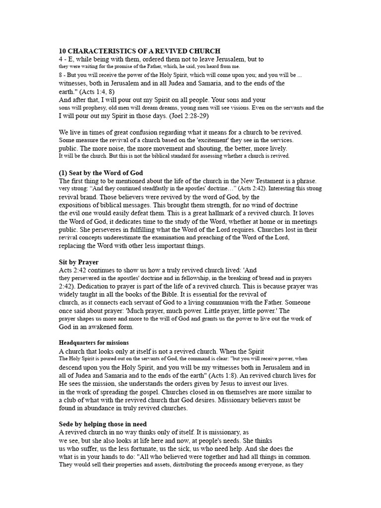 10 Traits of a Revived Church | PDF | Disciple (Christianity) | God The ...