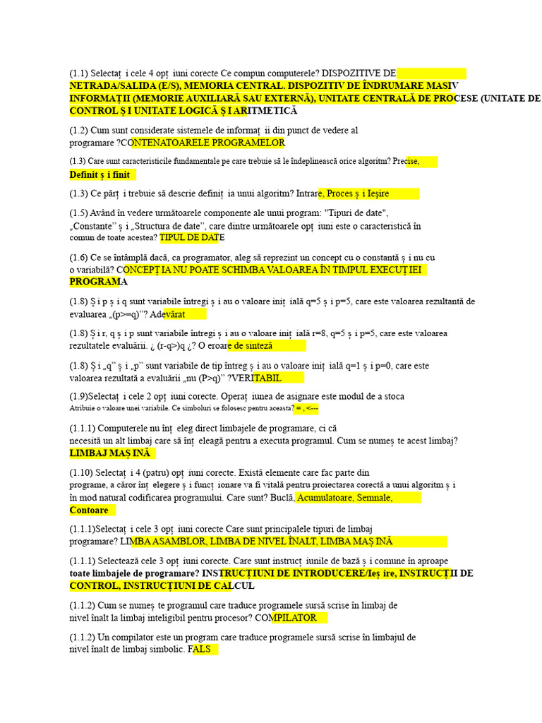 Întrebări de Programare Logica Primul Parțial | PDF