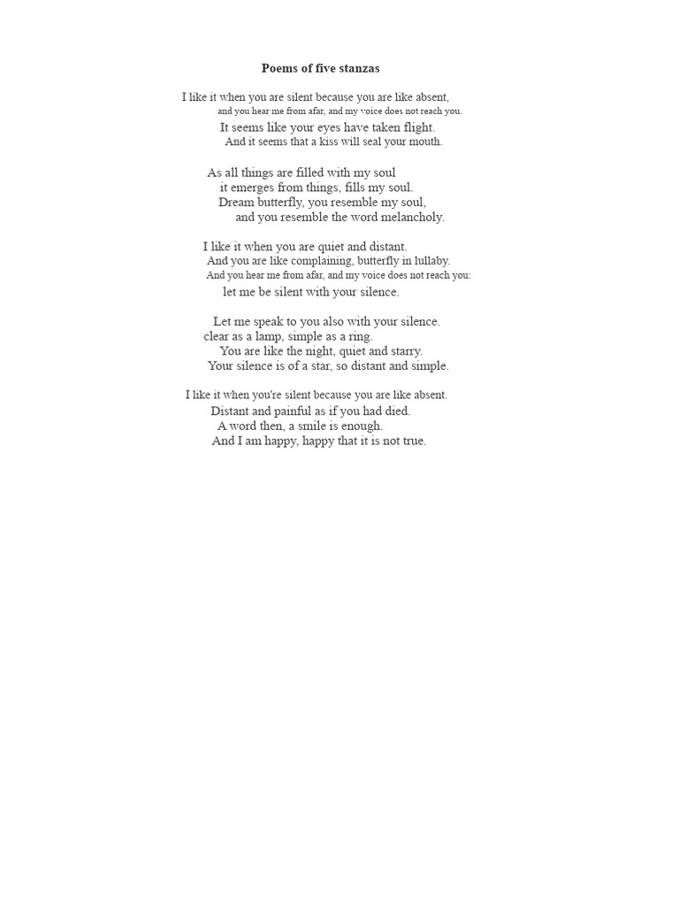 Five-Stanza Poetic Reflections | PDF