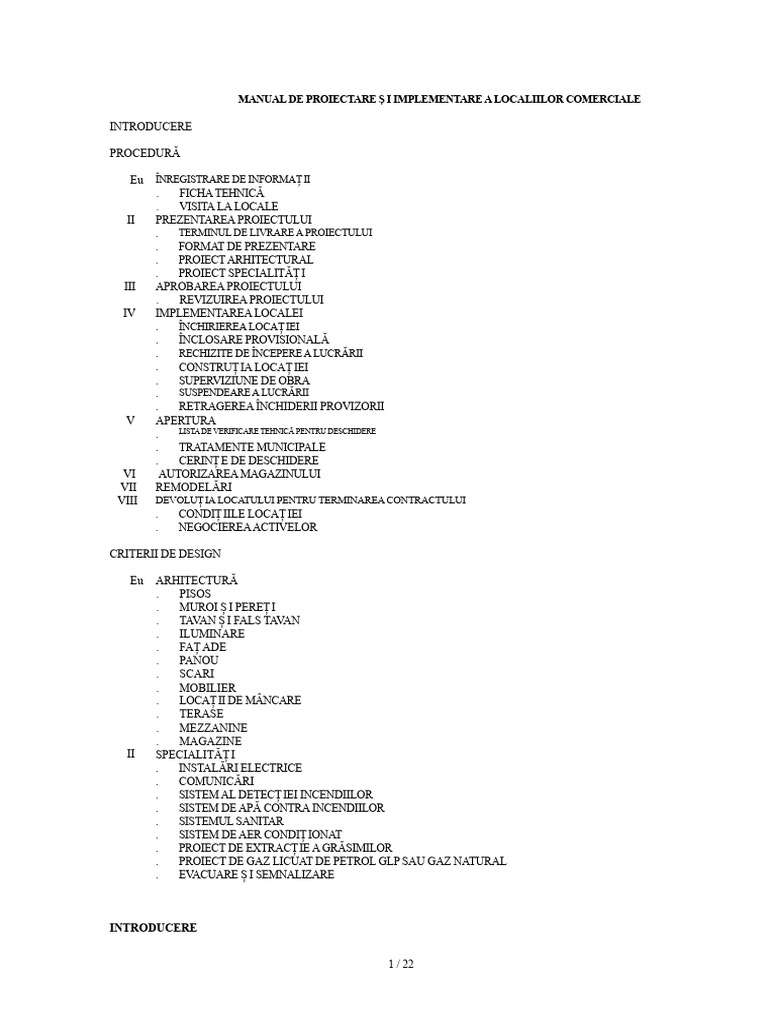 Manual de Proiectare A Unui Spațiu Comercial | PDF