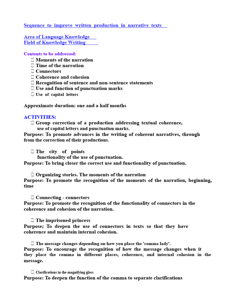 Written Production Sequence | PDF | Punctuation | Comma
